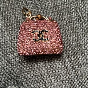 Pink Crystal Embellished Mini Bag Charm